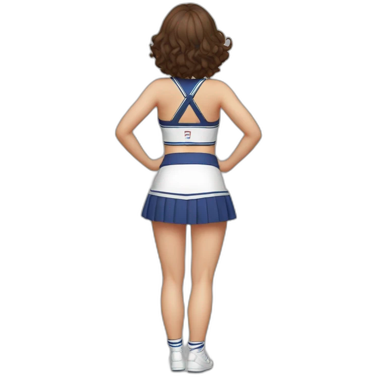 Back view Full body curvy beauty cheerleader short skirt skirt dancing kankan emoji