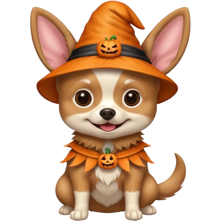 Chihuahua wearing a Halloween costume emoji