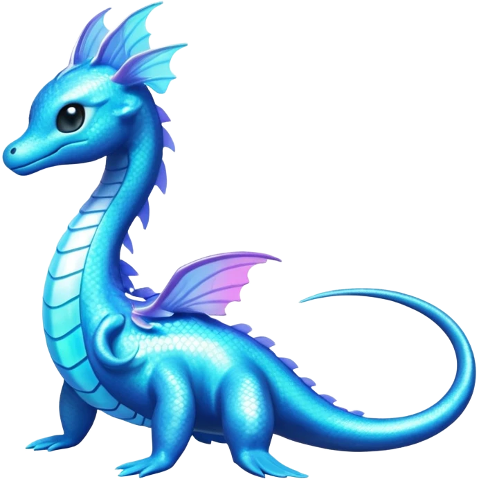 Shiny Sparkly Iridescent Bioluminescent Glowing Lumineon-Amaura-Purloin-Dragonair-Fakémon-hybrid-creature (full body)  emoji