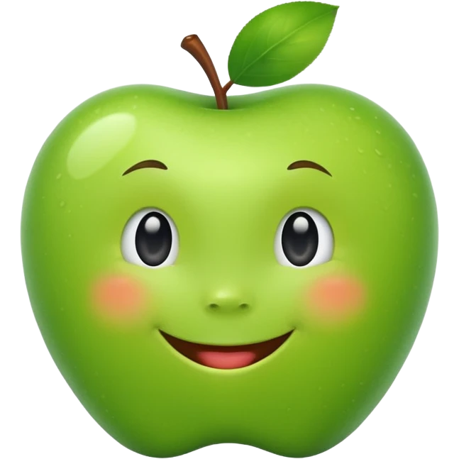cute green apple smilling emoji