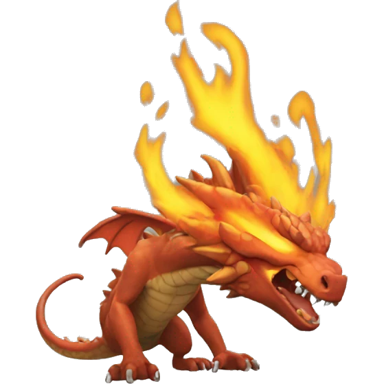 Drangon qui crage du feu emoji