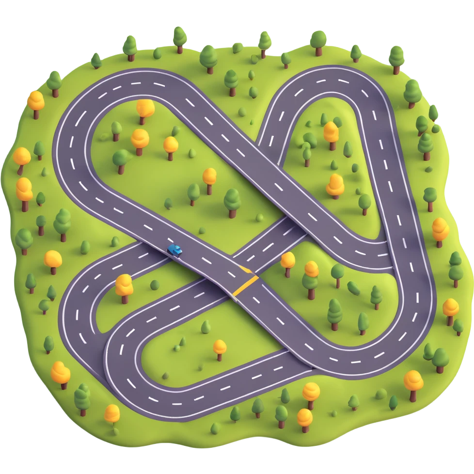 a twisting road seen from above, 3D emoji style emoji