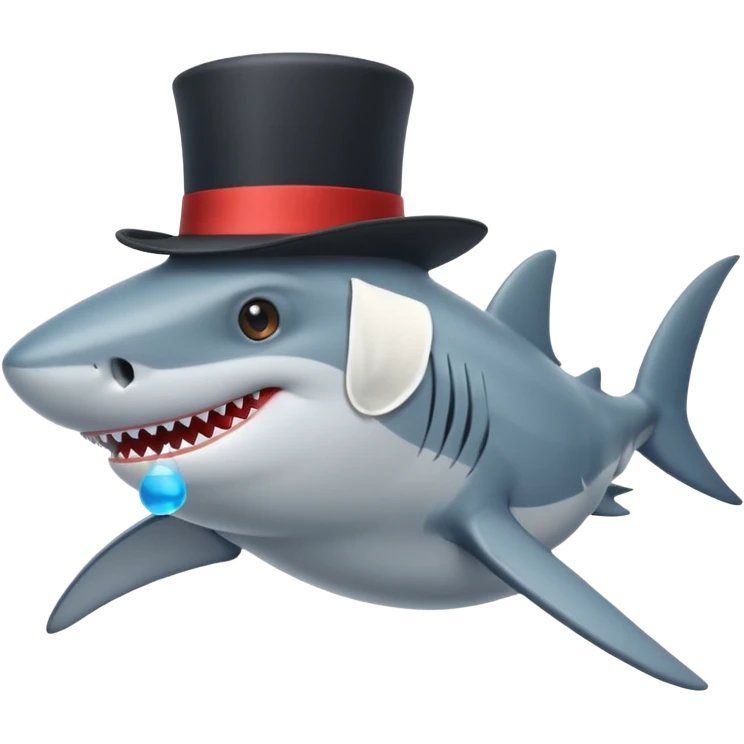 Shark with a top hat emoji