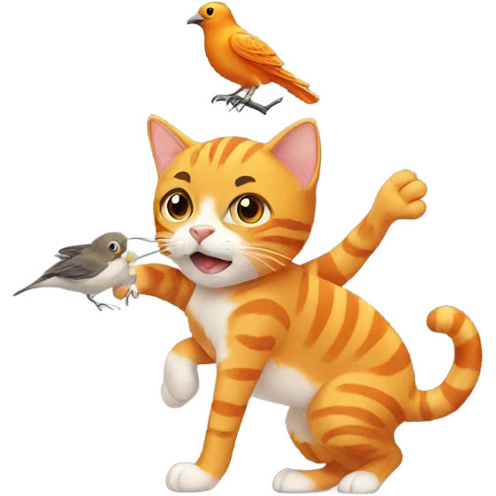 Orange tabby saving a bird emoji