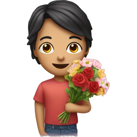 me with a heart and bouquet of flowers  emoji