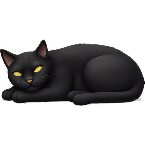 A black cat sleeping, full body  emoji