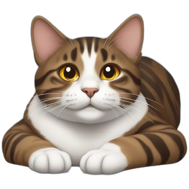 Dark brown and white Tabby Cat laying on the back emoji