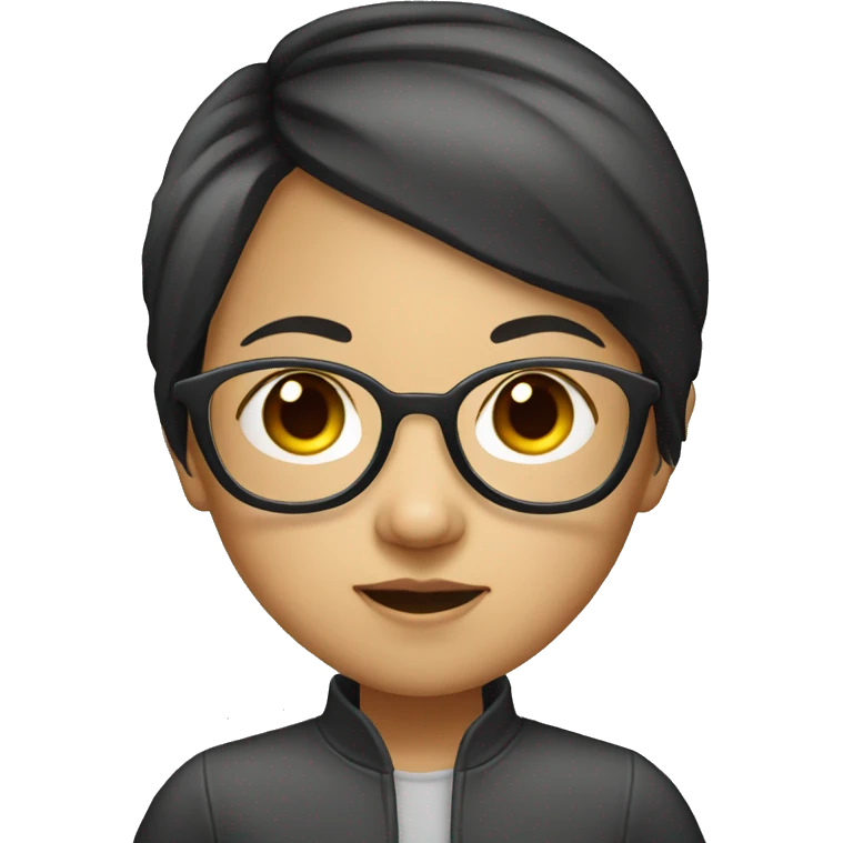 asian girl with glasses big head emoji