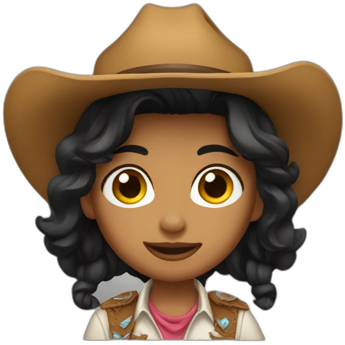 cowgirl straight black hair emoji