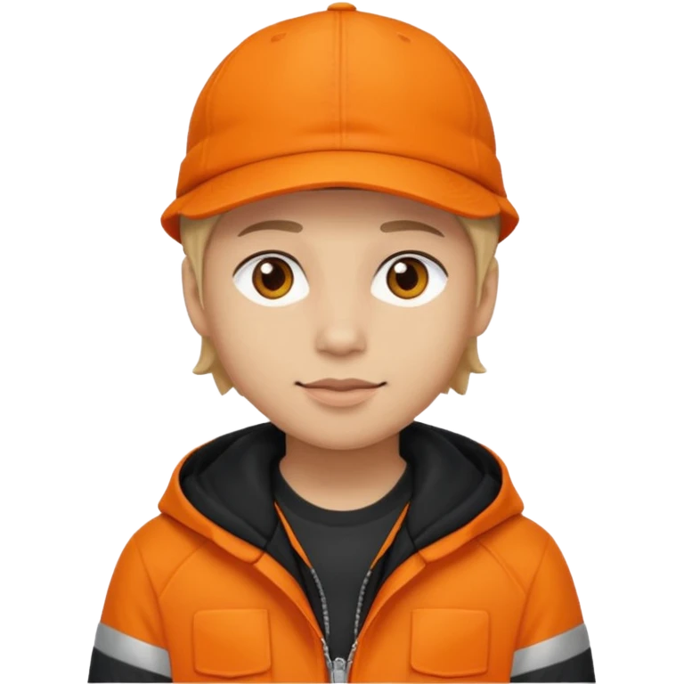 Kindly Keyin, Male YouTuber with orange cap, orange shirt, black jacket emoji