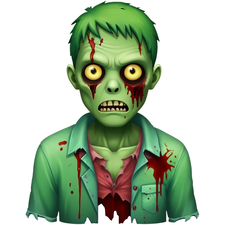zombie with green skin and torn clothes emoji
