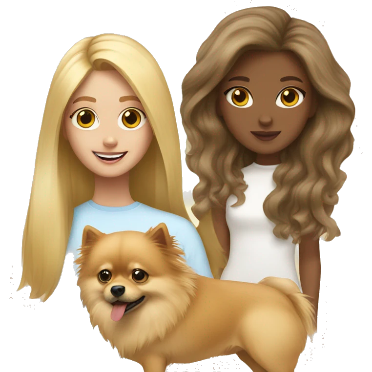 blonde girl and a pomeranian emoji