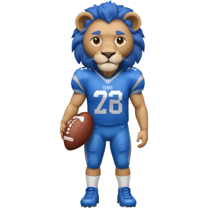blue color lion wearing american football jersey emoji