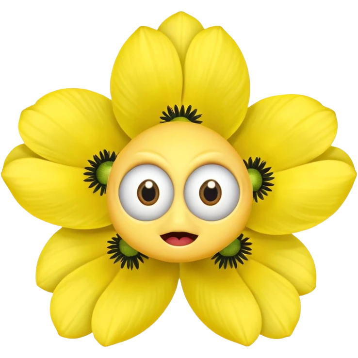 five leaved yellow anemone eyes mouth emoji