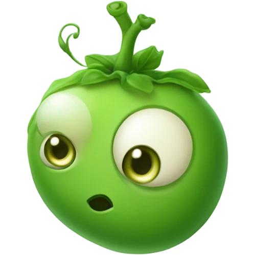A pea vegetable with a cute face emoji