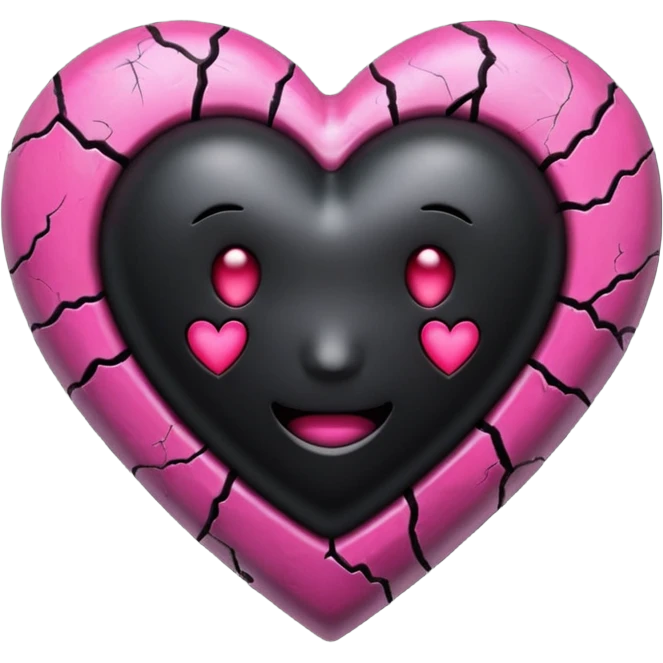 3D emoji gothic black heart with pink cracks emoji