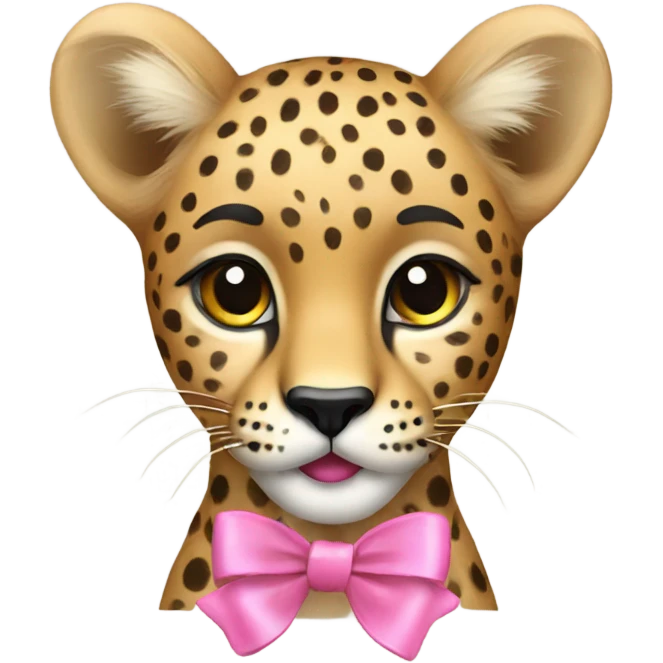 cheetah with pink bow emoji