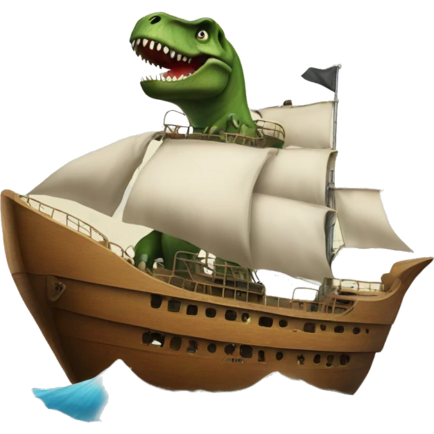 t-rex on a ship emoji