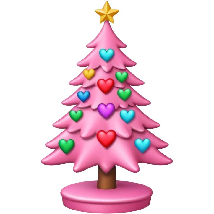 pink Christmas tree with hearts on the surface emoji