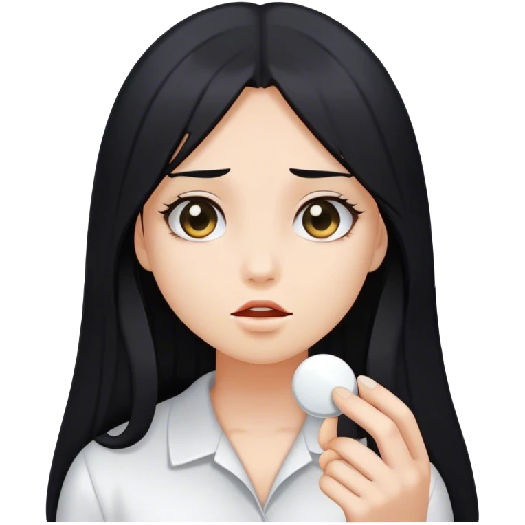 Girl with black hair and pill  emoji