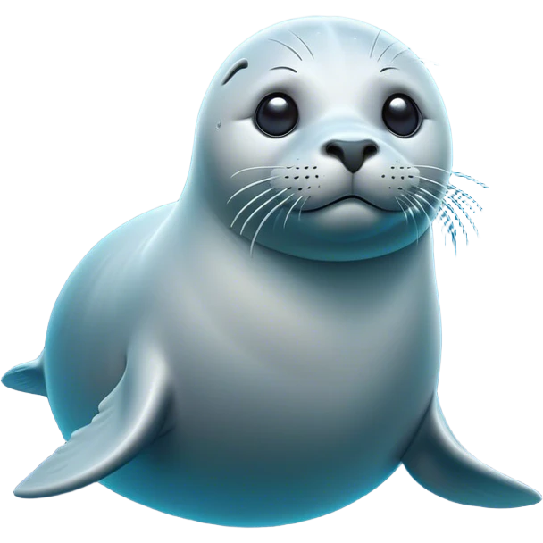 Cinematic Noble Seal Portrait Emoji, Poised and refined, with a sleek, streamlined body adorned in smooth, glossy hues and deep, soulful eyes, Simplified yet sharp and sophisticated features, highly detailed, glowing with a soft, aquatic glow, high shine, intelligent and graceful, stylized with an air of maritime elegance, focused and alert, soft glowing outline, capturing the essence of a watchful ocean guardian that feels as though it could glide out of the screen with effortless authority! emoji