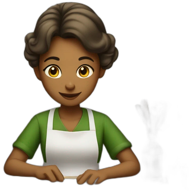 Candlemaker girl in green apron working on desk emoji