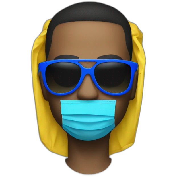 Uk rapper with yellow mask and blue sunglasses emoji
