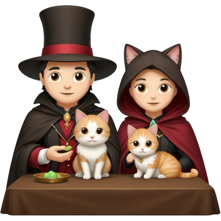 magician couple and their pet cat emoji