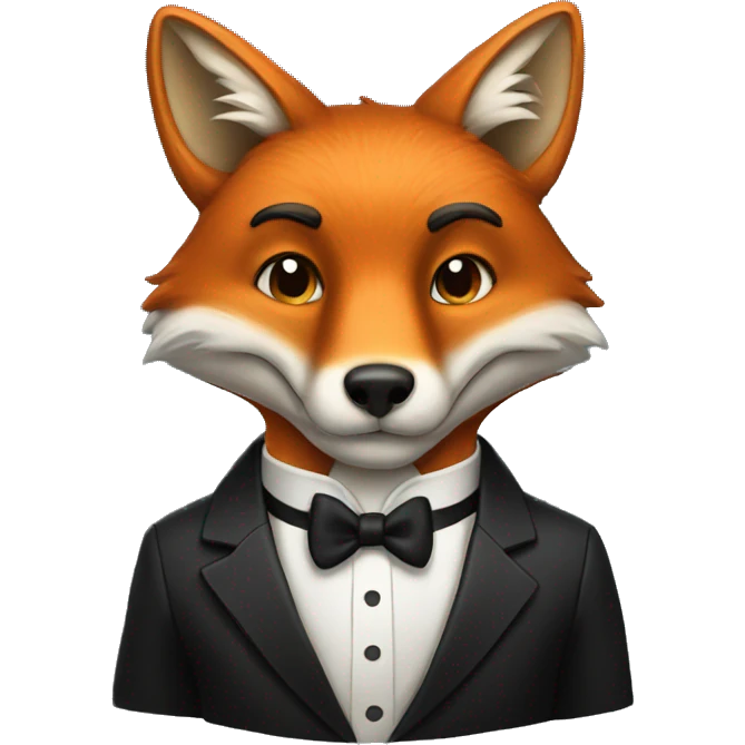 Fox wearing a tuxedo emoji