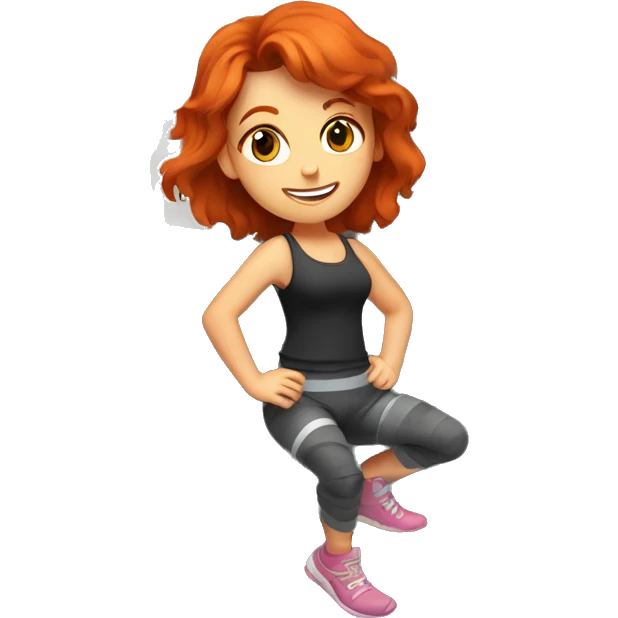 A redhaired girl in a tank top and leggings climbing an indoor rock wall emoji