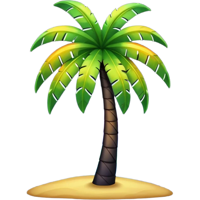 Palmera de negro con un arcoiris de fondo en la noche emoji