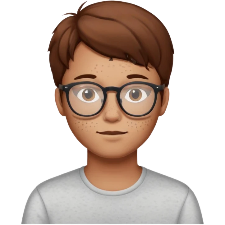 My boyfriend, brown hair, glasses, freckles, cute as a cat emoji