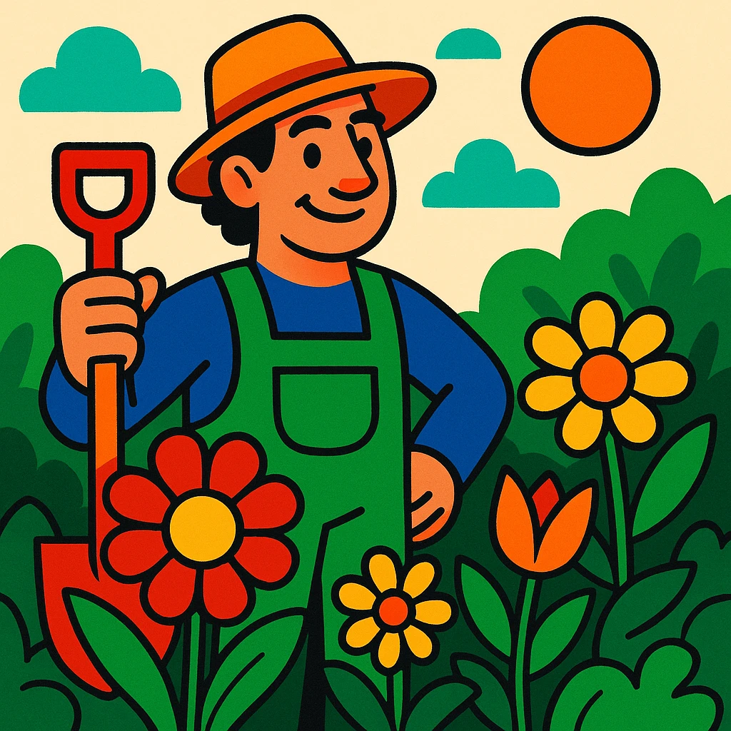 jardinier, vibrant cartoon style emoji