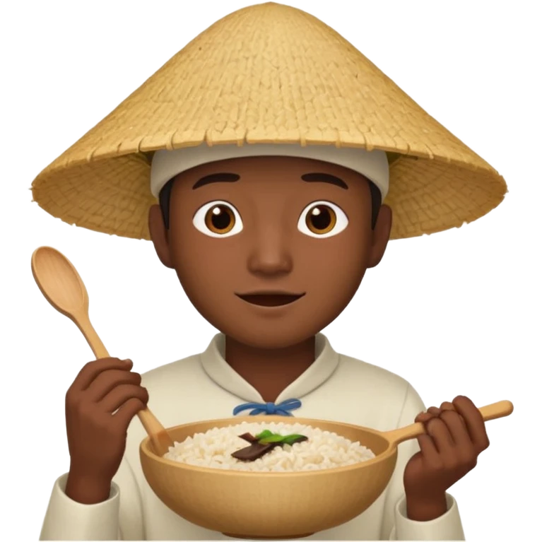 Asian guy with a rice hat eating a bat emoji
