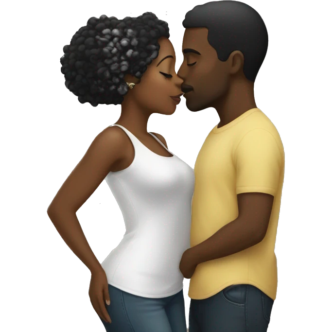 black man and black women kiss emoji