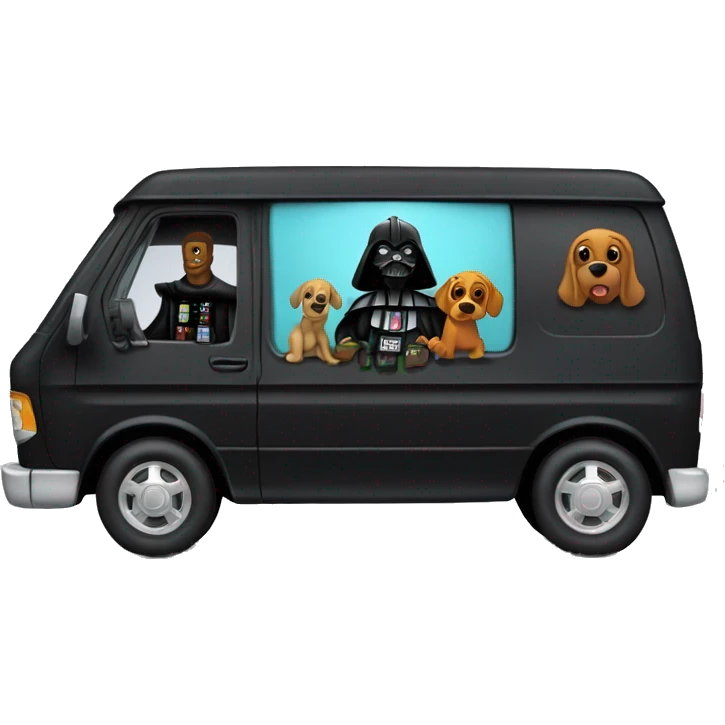 Side view Darth Vader’s and Scooby Doo van emoji