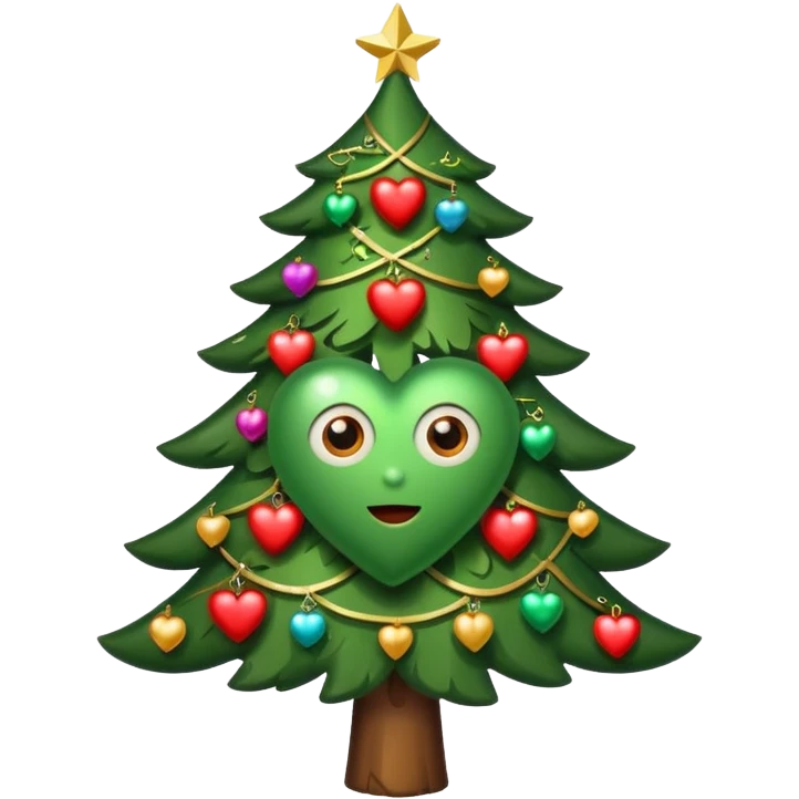 Christmas tree with eyes in shape of heart emoji