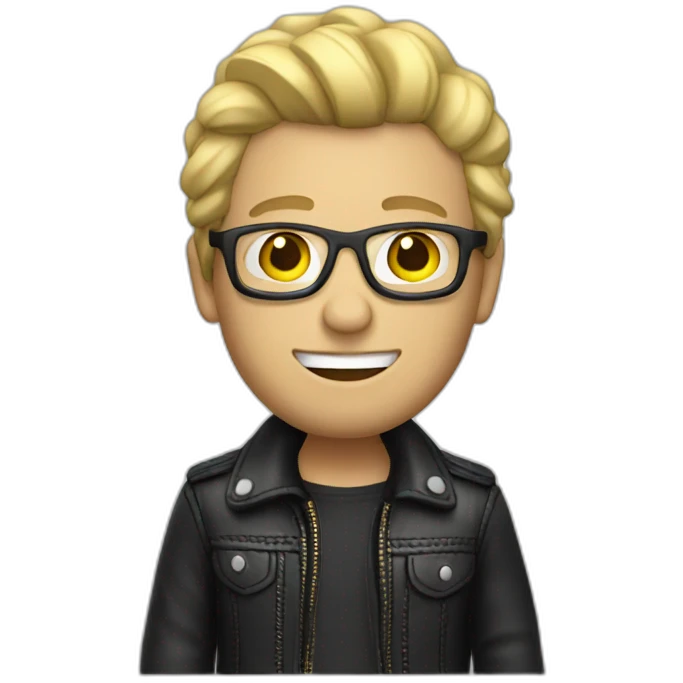 hippie blond guy with glasses and leather jacket emoji