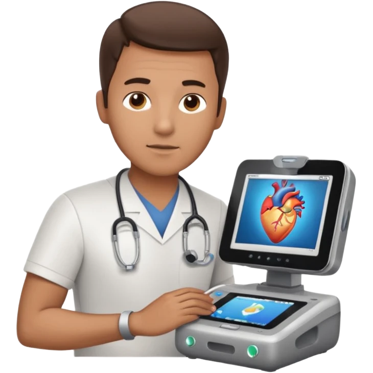 Male Cardiac sonographer with Philips ultrasound machine emoji