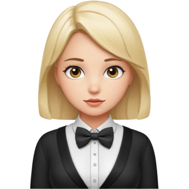 Fat girl with big boobs and white unbutton shirt and bow tie  emoji