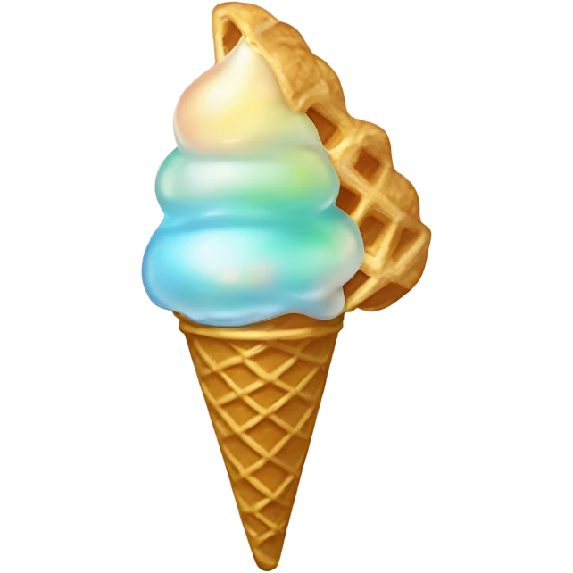 opal Crystal ice cream scoop on gold waffle cone emoji