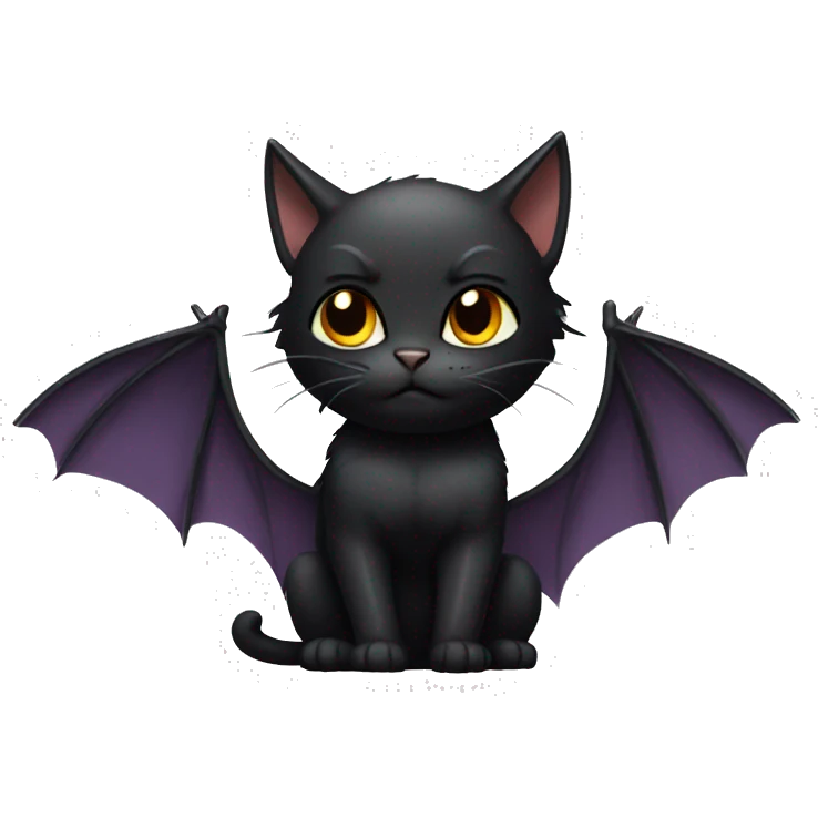 a buff black cat with bat wings emoji