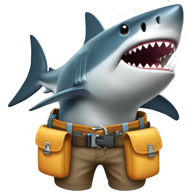 Shark wearing tool belt emoji
