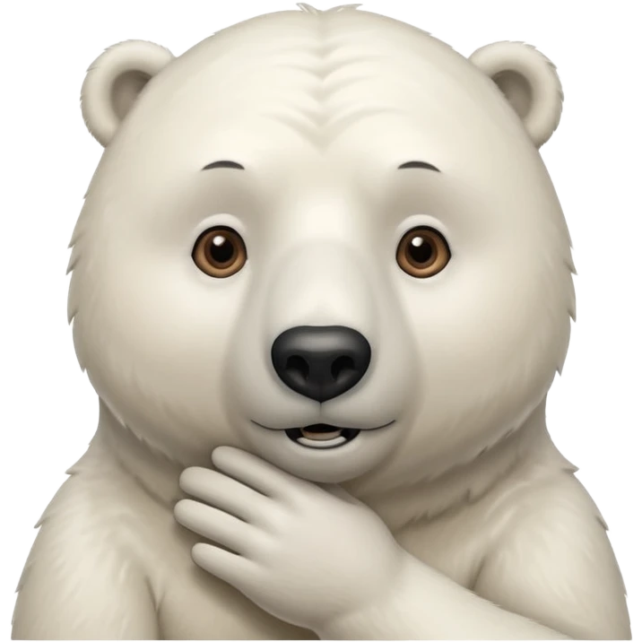 polar bear hald body, hand on chin, wow suprise, half body emoji