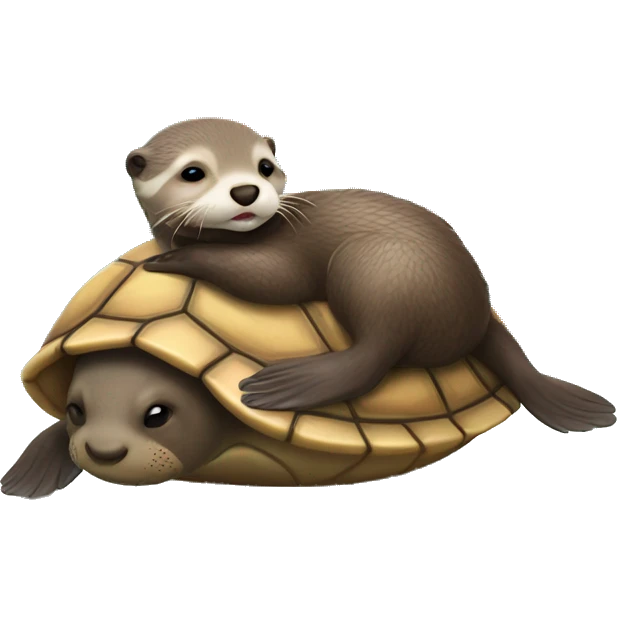 Baby otter sleeping on a sea turtle emoji