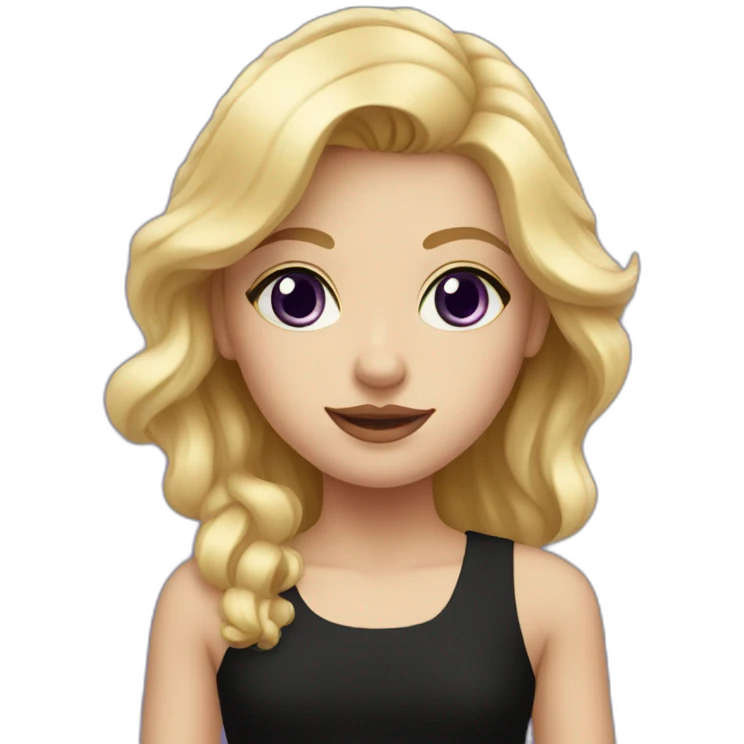 Blonde girl with violet eyes wearing a short black dress emoji