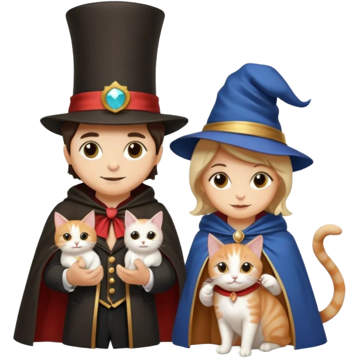 magician couple and their pet cat emoji