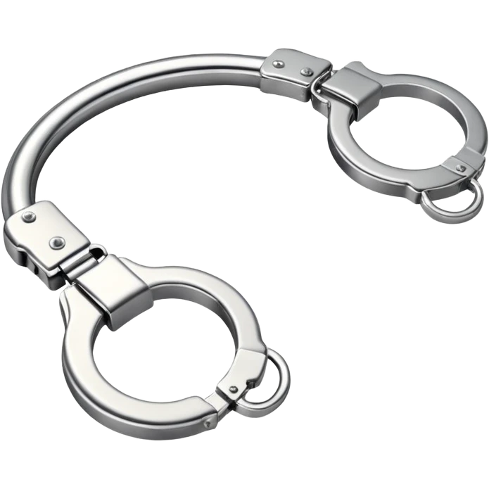 A pair of elegant handcuffs emoji made of silver chrome, smooth rounded design, glossy metallic reflections, luxury fetish aesthetic, minimal iOS emoji style, centered, clean white background emoji