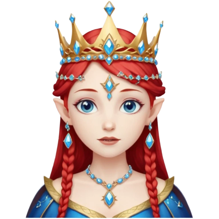 Hyper realistic celestial elf mage queen fairy pale skin blue eyes Red hair emoji