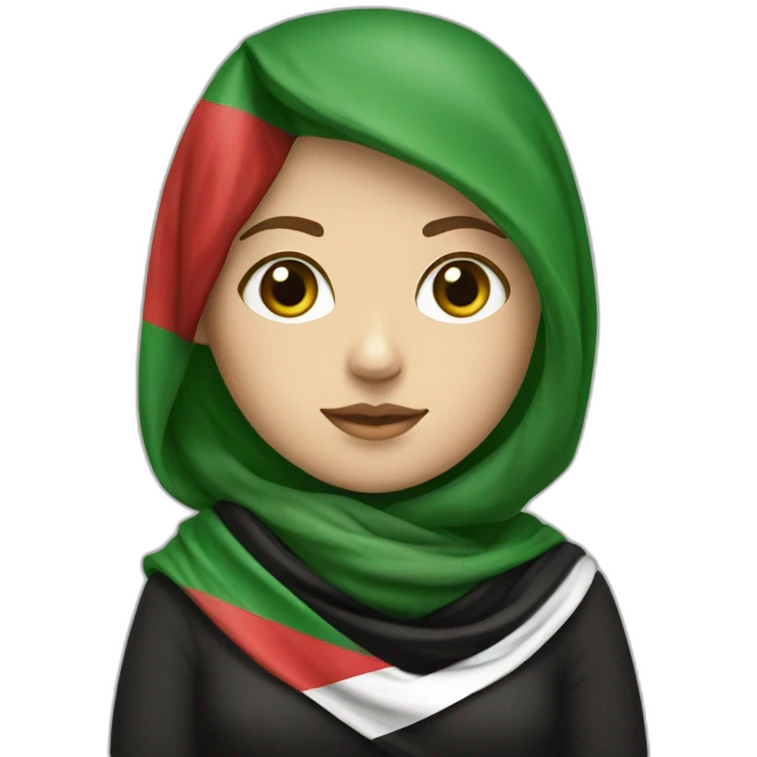 white women holding palestine flag wearing Palestinian scarf emoji